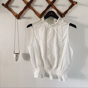 Blashe White Sleeveless Ruffle Top